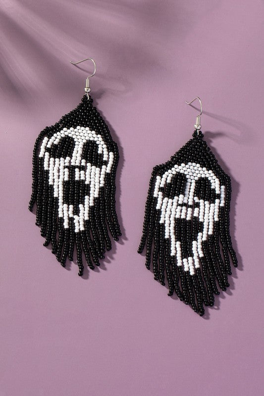 Scream Mask Seed Bead Earrings