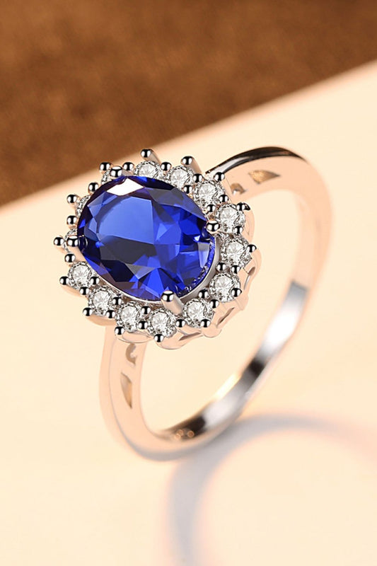 Synthetic Sapphire 925 Sterling Silver Ring